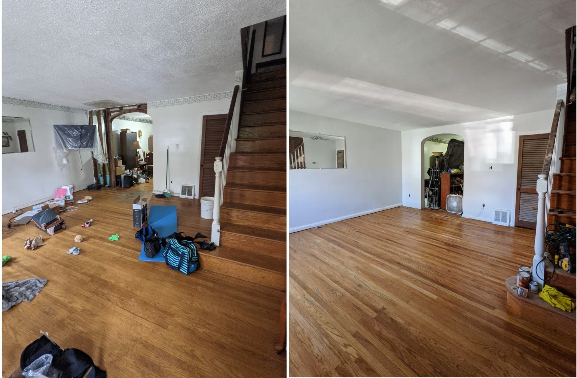 Living room junk removal before and after in Austin TX