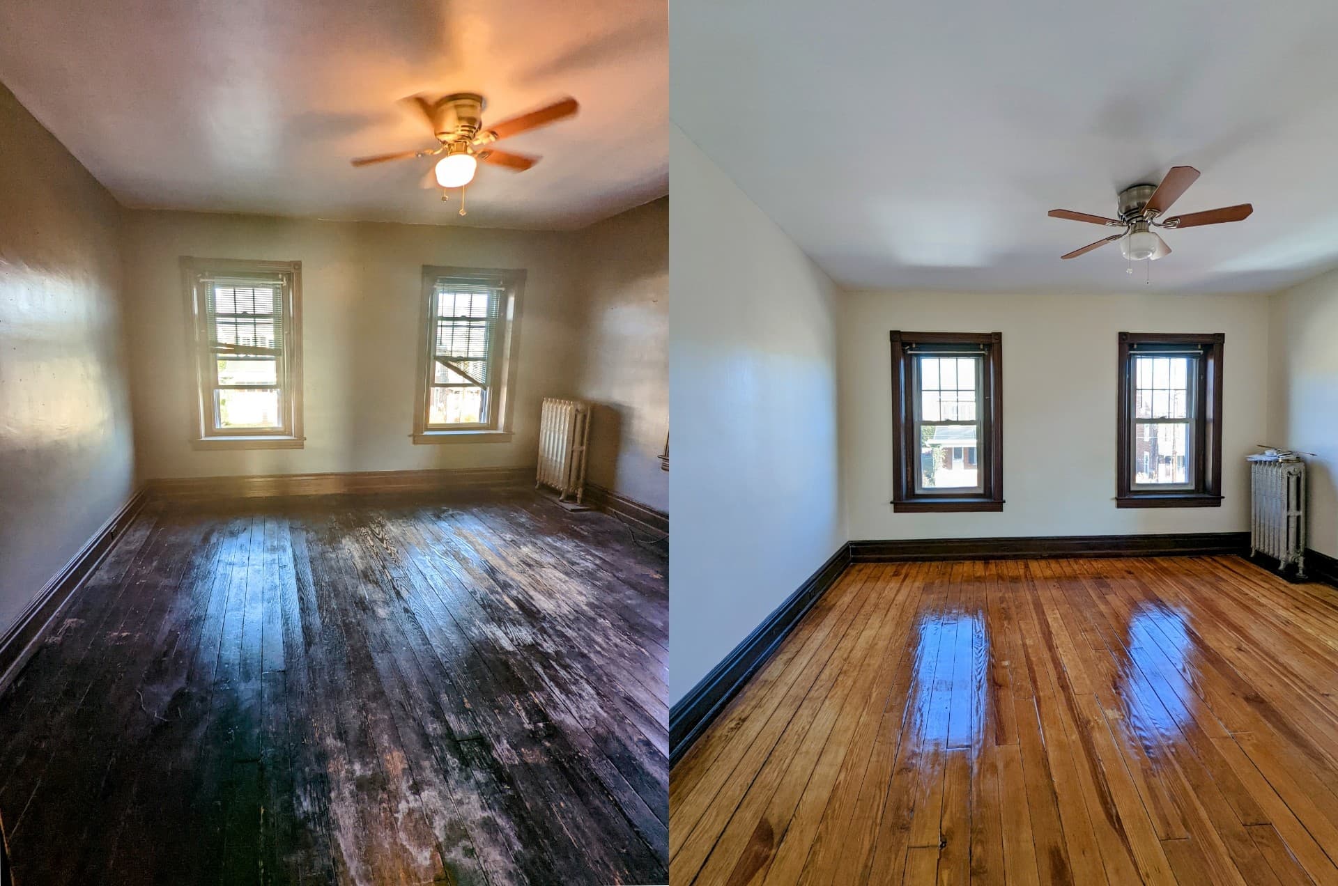 Bedroom interior painting before and after in Austin TX