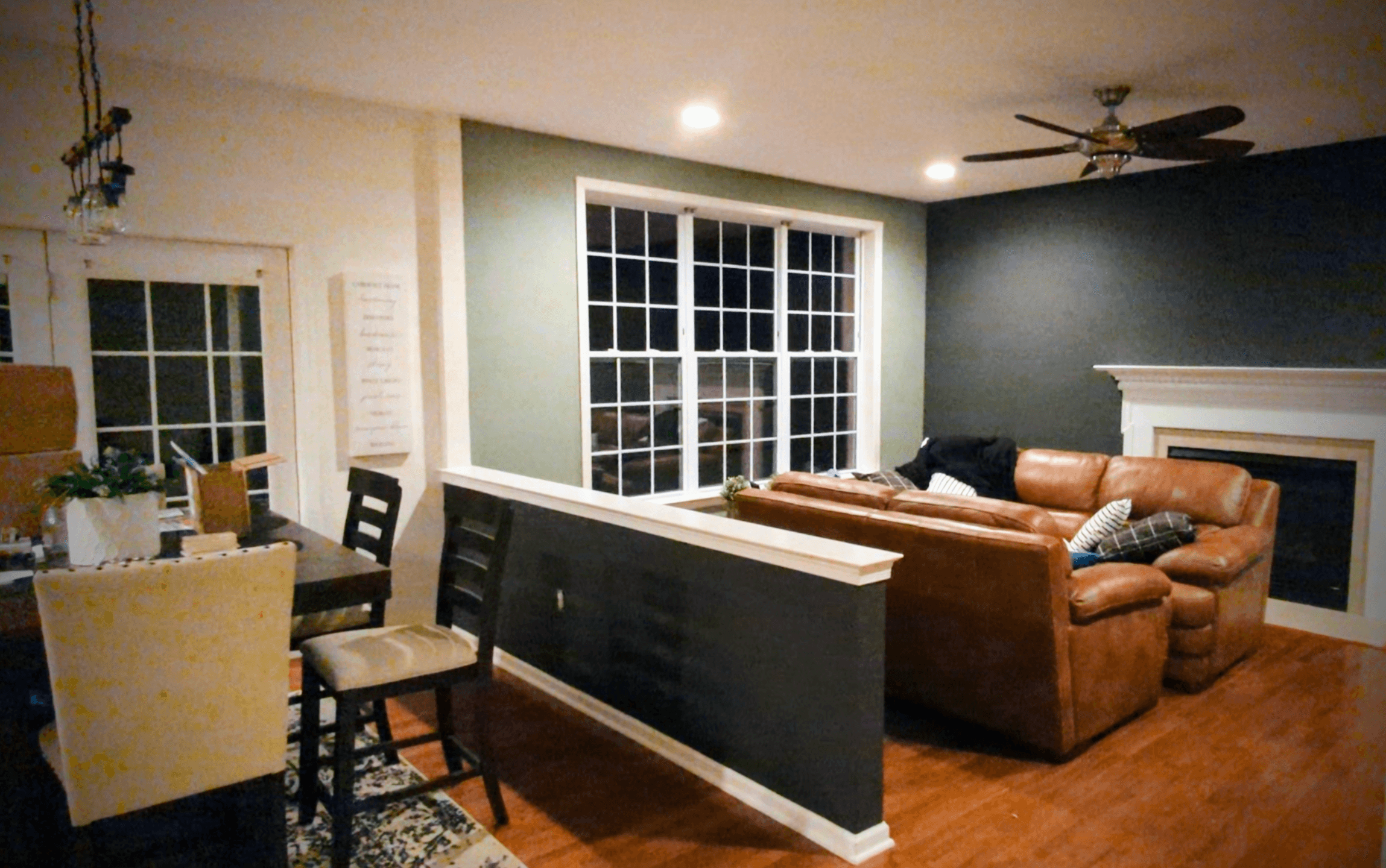 Living room accent wall completed for listing photos in Rollingwood Austin TX