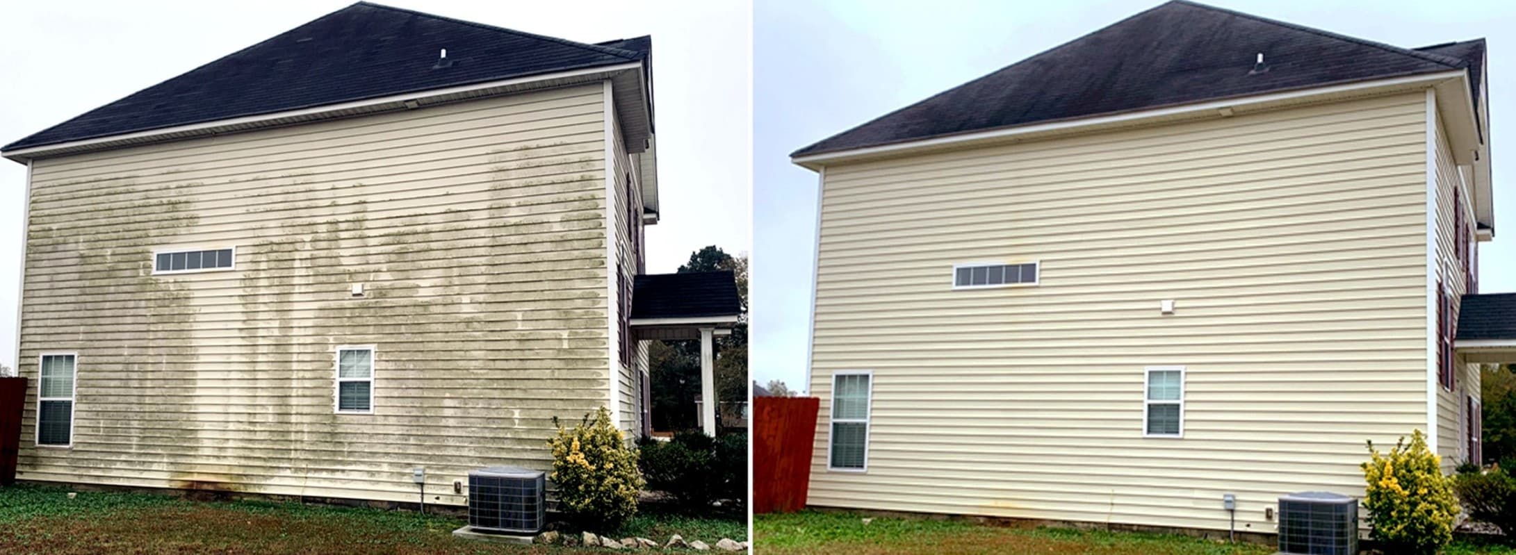 Exterior siding pressure washing before and after in Lakeway TX