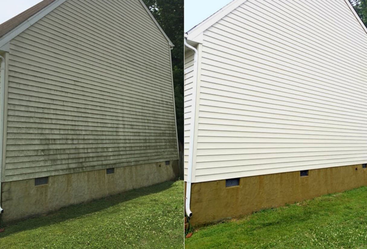 House siding power washing before and after in Steiner Ranch Austin TX