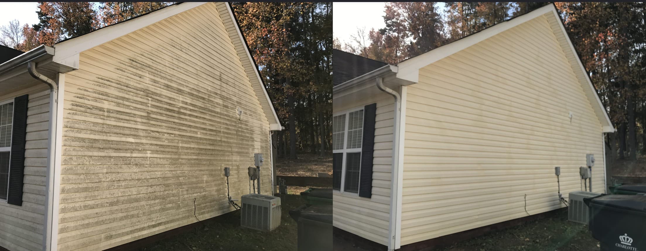 Home siding pressure washing before and after in Round Rock TX