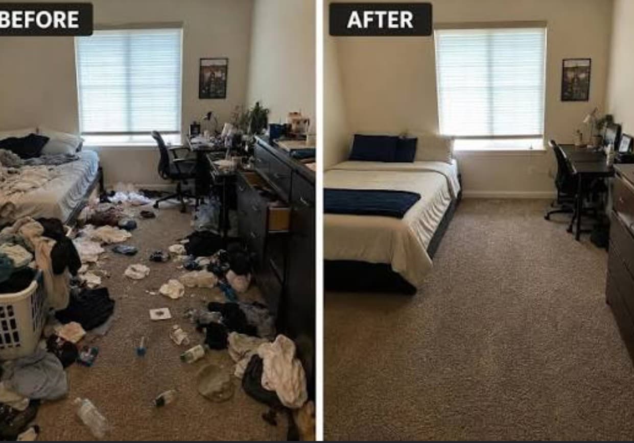 Bedroom deep cleaning before and after in Steiner Ranch Austin TX