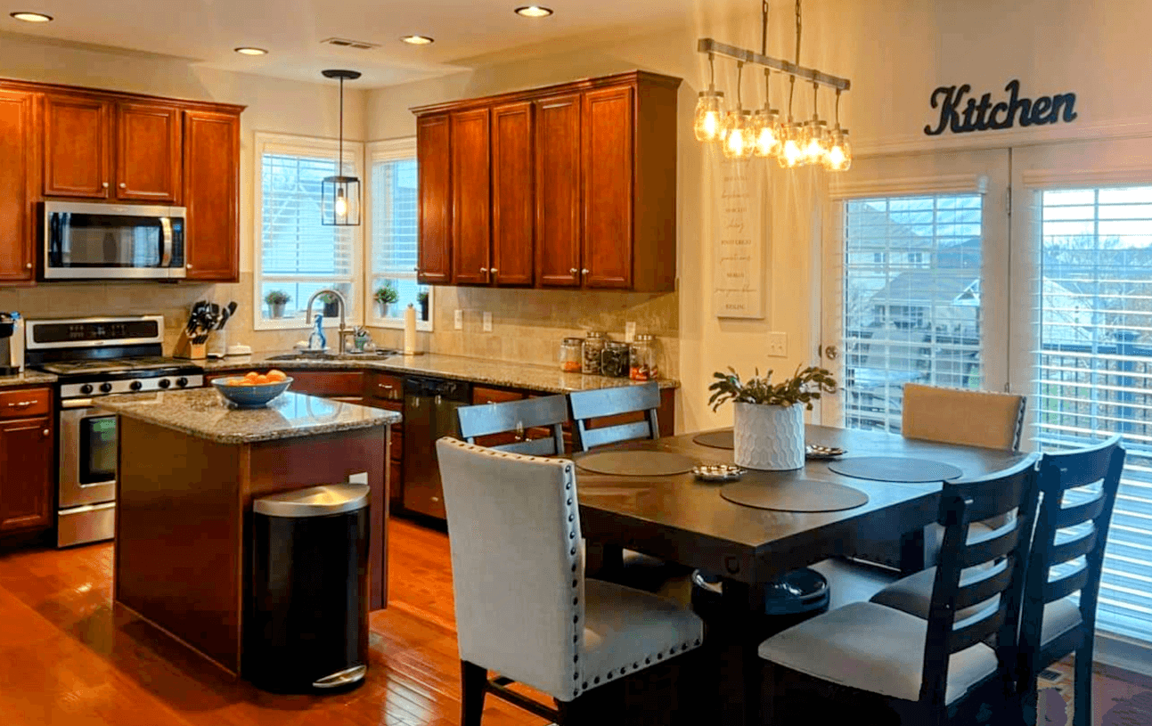 Warm kitchen and dining area deep cleaned for listing in Round Rock TX